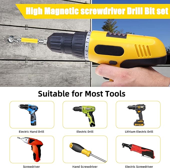 High Magnetic Screwdriver Drill Bit Set, 2025 Upgraded K5 Impact Resistant Strong Magnetic Comprehensive Screwdriver Set Anti Slip Drill Bits Premium Screwdriver Bit Set (12PCS)