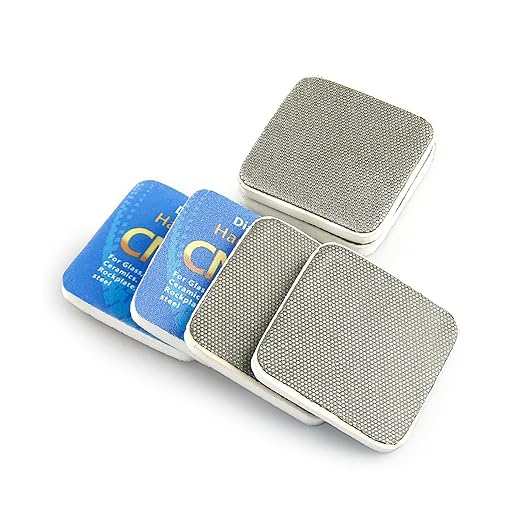 LOZLIN 4-Piece Diamond Hand Polishing Pads Set (60/100/200/400 Grit) - Soft Grinding Discs for Tile/Stone/Marble/Glass Edge Trimming & Surface Shining, Wet/Dry Use