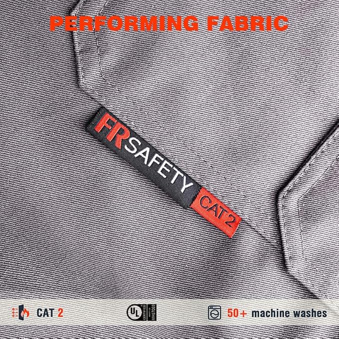 SKSAFETY 7oz FR Shirts for Men, Welding Shirt Hi Vis Flame Resistant 100% Cotton Fire Retardant Longsleeve Shirt CAT2