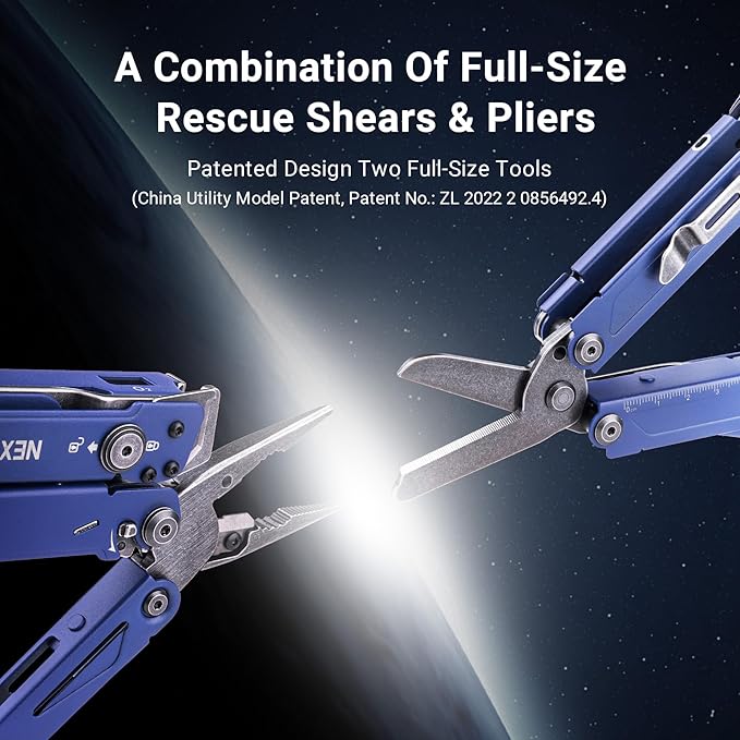 NEXTORCH PIONEER MT20 14-IN-1 Multi-tools Full-Size,Multi-tool Set with Scissors Needle Nose Pliers Pocket Clip Multi-tool for DIY Home Outdoors Everyday Carry Men Gift Color (BLUE with Glass Breaker)