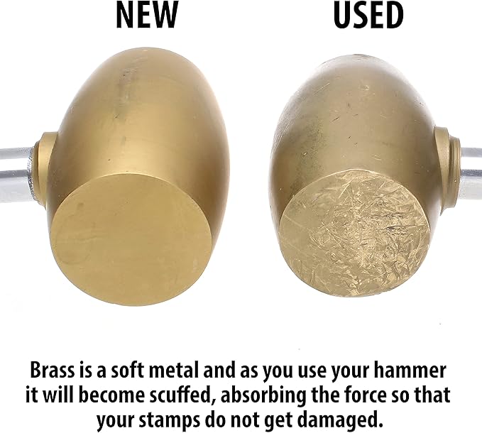 The Beadsmith Brass Head Mallet - Metal Elements - 10 Inches long, 2LB head with a 38mm Face - Brass & Sheet Metal Hammer for Dapping, Chasing & Light Stamping