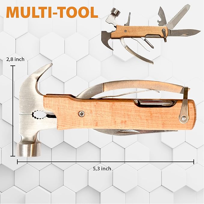 Personalized All in One Survival Tools Hammer Multitool Gifts for Men, Stocking Stuffers for Him, Gifts for Him Husband Dad Grandpa Son for Christmas, Tools For Dad, Mens Birthday