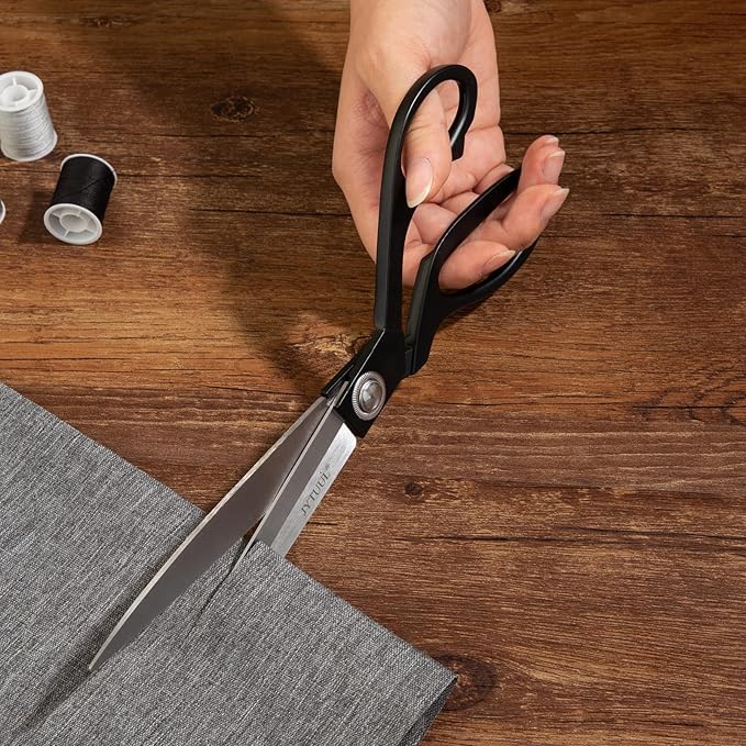 Black 10.5" Sharp Tailor Scissors - Heavy Duty Fabric, Leather & Clothing Scissors - Professional Stainless Steel Sewing Shears