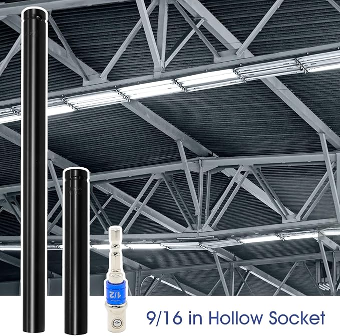 2 Pcs 9/16"(14mm) Power Nut Driver 6'' and 12'' Length, Nut Runner Hollow Socket with 1/4" Hex Shank, Fit Long Bolts and Ductwork