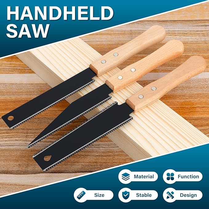 3Pcs 12" Japanese Hand Saw - Accurate Efficient 65 Manganese Steel Hand Saw, Precision Cutting Japanese Pull Blade for Woodworking