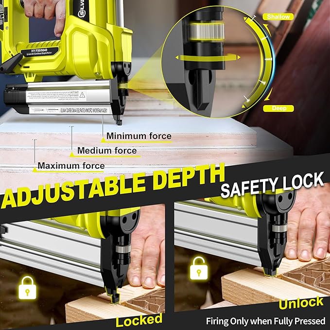 SILVEL 2" Cordless Brad Nailer, 2-in-1 21V Electric Brad Nailer with 2 * 2.0Ah Battery, 1000pcs Nails, 18GA Staples, Adjustable Depth for Woodworking, Home Improvement, Green