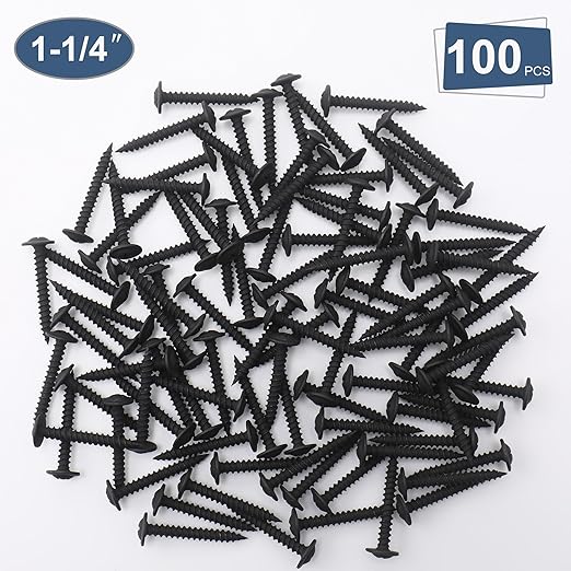 100pcs #8 횞 1-1/4??Modified Truss Head Wood Screws, Phillips Drive, Black Wood Screws, Screws with Screwdriver Bit