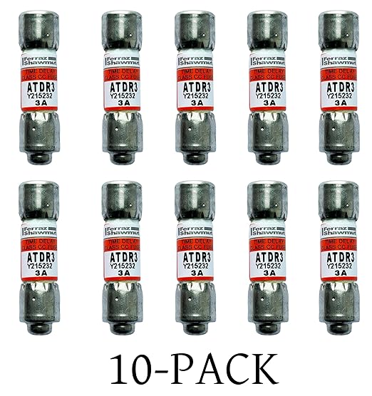 10-Pack New ATDR3 ATDR-3 ATDR-3A 600Vac Time Delay Class CC Fuse竊똀TDR-3A Cartridge Time-Delay Fuse