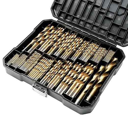 230 Pcs Drill Bit Set(1/16??1/2??, 135째 Tip Titanium Coated High Speed Steel, Twist Drill Bit Kit for Iron, Aluminum Alloy, Copper, Wood, Plastic, with Hard Storage