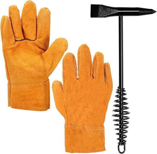 Keadic Welding Slag Removal Tool Set - Includes Chipping Hammer and Gloves for Splatter Removal, Rust Cleaning
