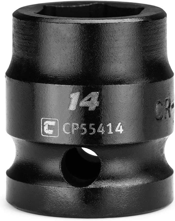 Capri Tools 14 mm Stubby Impact Socket, 1/2 in. Drive, 6-Point, Metric