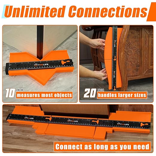 TOOLIFE Contour Gauge Profile Tool Unlimited Connection 10 inch, Christmas Gifts for Him Dad, Super Gauge Shape and Outline Tool, Gift for Men Stocking Stuffer, Shape Outline Edge Angle Measuring