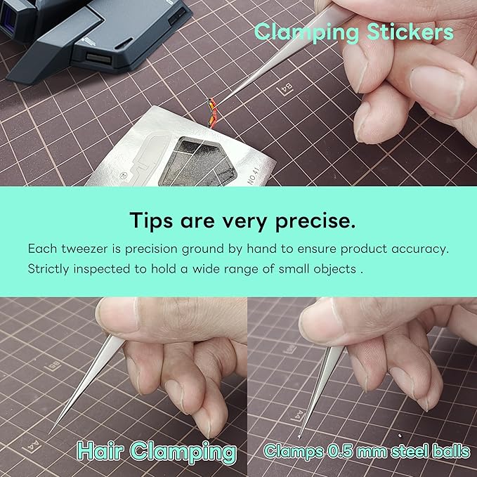 stedi 2PCS Precision Tweezers Set, Model Hobby Making Tools,Ultra-Precision Premium Stainless Steel Tweezers for Gundam, Scale Military Model, 3D Resin Parts, Industrial Tweezers