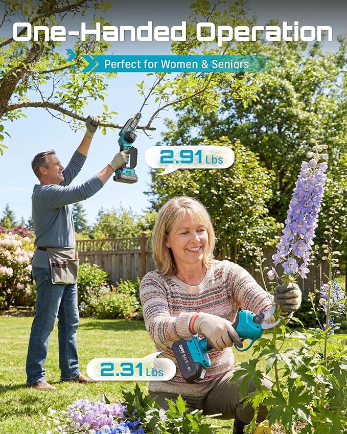 SEESII Mini Chainsaw & Electric Pruning Shears Combo, 6-inch Brushless Handheld Power Chain Saw, 1.2??Cutting Cordless Pruner for Tree Trimming, Tools Kit with 2x2000mAh Batteries, Fast Charger