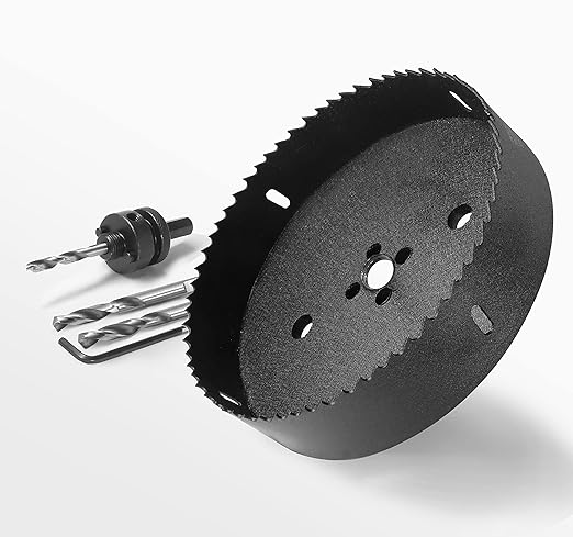 6-1/4 Inch Hole Saw with 1/2" Hex Shank Quick Change Arbor, JTemgle Bi-Metal Hole Saw Heavy Duty Hole Cutting Tool for Cornhole Boards, Recessed Lights, Wood, Plastic, Drywall & Soft Metal