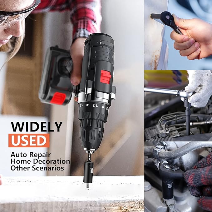 LLNDEI 1/4?쒭rive Impact Socket Set, 52 PCS Mechanic Tool Set with 72-Tooth Ratchet & Adapter, CR-V, Metric and SAE Sockets Storage Kit for Household Automotive Repair DIY Project