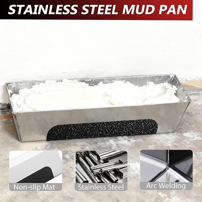 Ceeintee Drywall Skimming Blade Set, Include 24" Skimming Blade, 12" Mud Pan, 7" Drywall Compound Rollers, a Extension Handle and Three Drywall Tools for Drywall/Plaster/Wallboard