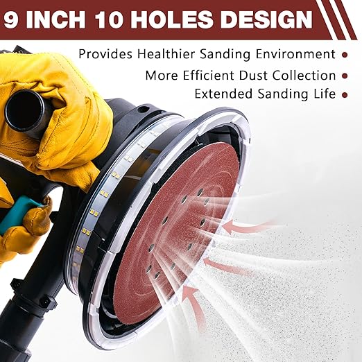 50 Pack 9-Inch 10-Hole Hook-and-Loop Sanding Disc, 240 Grit Aluminum Oxide Drywall Sandpaper for ??" Drywall Sander Pads, Finishing Ceiling Wood Floor