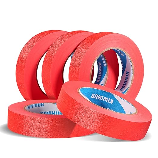 KIWIHUB Red Painters Tape,1??x 60 Yds x 5 Rolls (300 Yards Total) - Medium Adhesive Masking Tape for Painting,Labeling,DIY Crafting,Decoration and School Works