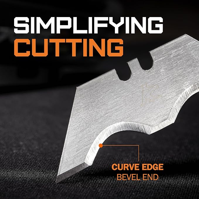 Poplock Hook Blades for Utility Knife, 20 Pack SK2 Steel Hook Utility Knife Blades, Long-Lasting Wide R-Curve Design for Roofing, Carpet & Cardboard ??Fits Standard Box Cutters