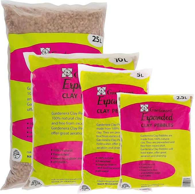Gardenera Expanded Clay Pebbles for Plants ??4mm-16mm LECA Balls | 100% Natural Hydroton Clay for Drainage, Hydroponics, Aquaponics, Terrariums, Orchids & Indoor Plant Growing Medium - 1 Quart