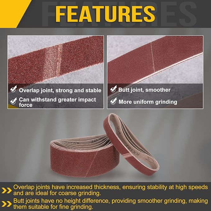 3 x 18 Inch Sanding Belt, 12 Pcs 60/80/120/150/240/400 Grit Knife Sharpener Belts Work Sharpening for Belt Sander Knife Carving Tool Metal Working