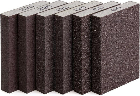 Bates- Sanding Sponge, 6 pcs, 60/120/220 Grit Assortment, Sandpaper Block, Sanding Blocks for Wood, Drywall Sanding Sponge for Wood, Sanding Blocks Drywall, Sandpaper for Drywall Sanding Block