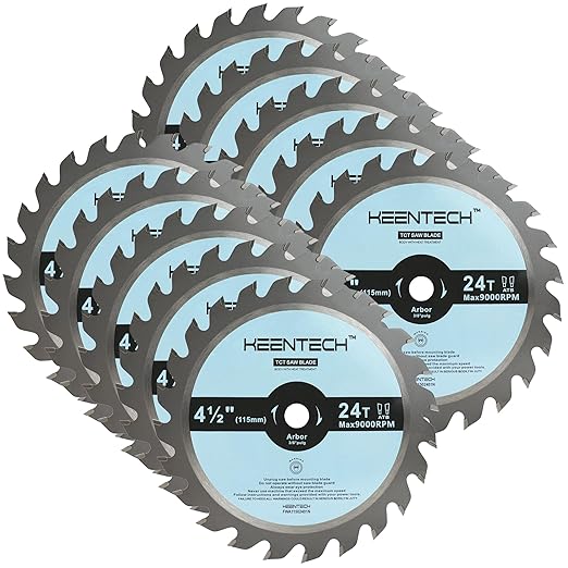 KEENTECH 4-1/2" Dia. by 3/8" Bore 24 Tooth Fast Cutting Circular Saw Blade 10-Pack for Compact Circular Saws, Tungsten Carbide Tipped, ATAF Grind