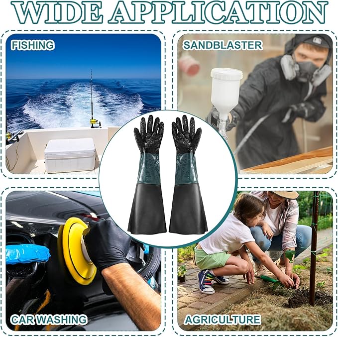 7 Pcs Sand Blaster Gun Kit 1 Pair Rubber Sandblaster Gloves Siphon Sandblaster Kit Sandblasting Gloves for Removing Rust Abrasive Blaster Sandblasting Cabinet