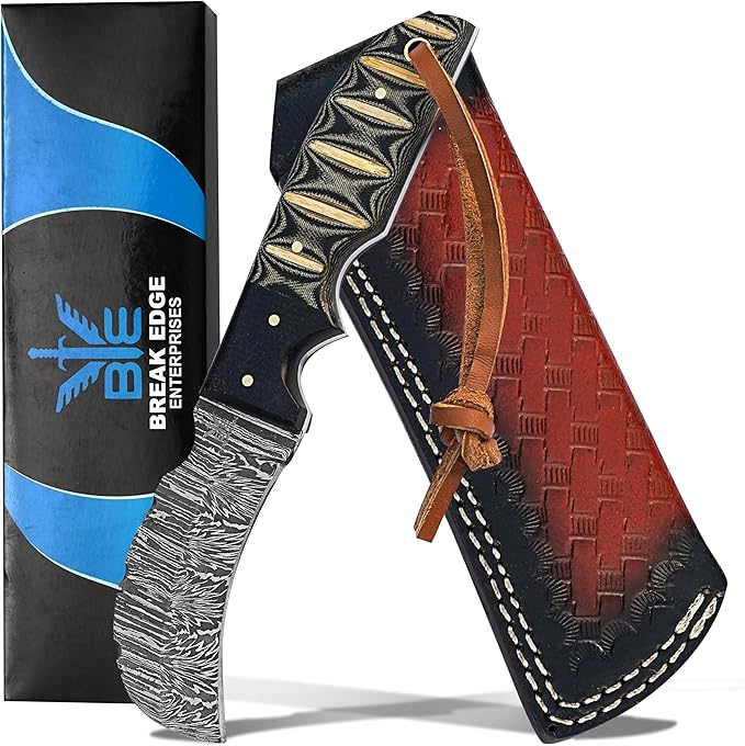 Handmade 1095 Steel Lineman’s Hawkbill knife with Leather sheath, Heavy Duty Utility Knife blade Electrician Wire Skinning knife for professional.