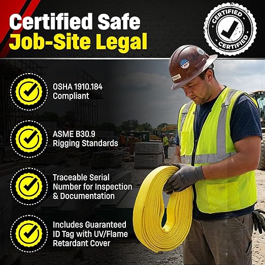 DD Sling (USA Made). 2" wide X (4' to 20' lengths) in Listing! 2 Ply Twisted Eye, Nylon Lifting Slings, Eye & Eye, Heavy Duty (900 webbing), 5.100 Choker, 12.800 Basket Load Capacity (2inX16ft)