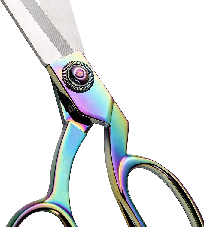 eZthings짰 10" Dressmaker Sewing Classic Ultra Sharp Shears Heavy Duty Tailor Fabric Scissors in Titanium Coating Stainless Steel (10 Inch Rainbow)