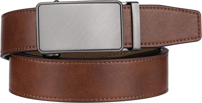 Zitahli Belt Men, Ratchet Belt Dress with 1 3/8" Premium Leather,Slide Belt with Easier Adjustable Automatic Buckle