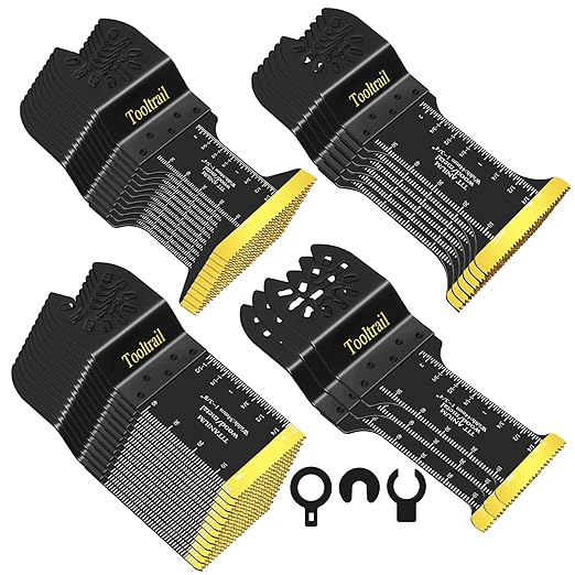 30 PCS Titanium Oscillating Tool Blades Metal Cutting,Universal Multi Tool Blades Kits for Metal Nails Wood and Plastic,Oscillating Saw Blades Fit Dewalt Ryobi Milwaukee Rockwell Fein