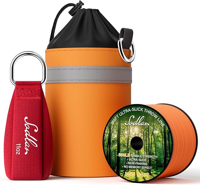Arborist Throw Line Kit - Ultra Slick 166ft Polyester Rope with 11Oz Weight Throw Bag Low High Limb Throwing Adults Forestry Tree Trimming Cutting Gear