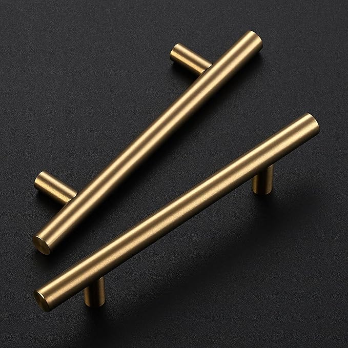 JOY DECOR 10 Pack Champagne Bronze Cabinet Pulls ??6-3/8 Inch Length, 4 Inch (102mm) Hole Center ??Stainless Steel Kitchen Cabinet Handles for Drawer and Cupboard