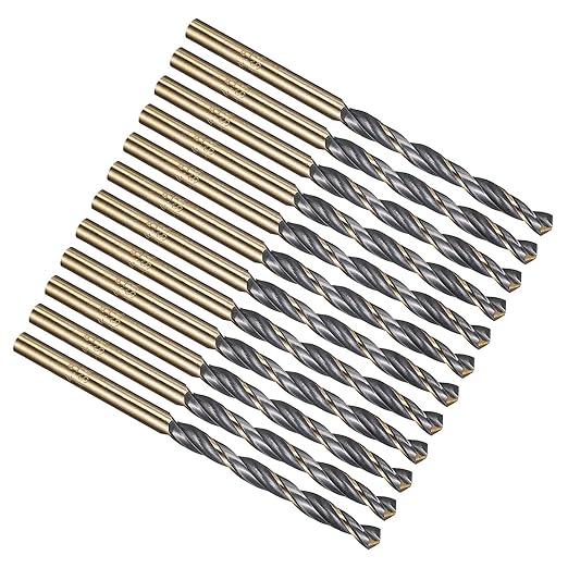 PATIKIL 4.5mm Drill Bit, Jobber Straight Shank 4341 High-Speed Steel 118째 Black and Gold Finish for Medium-Hard Metal Steel Acrylic - 12 Pack