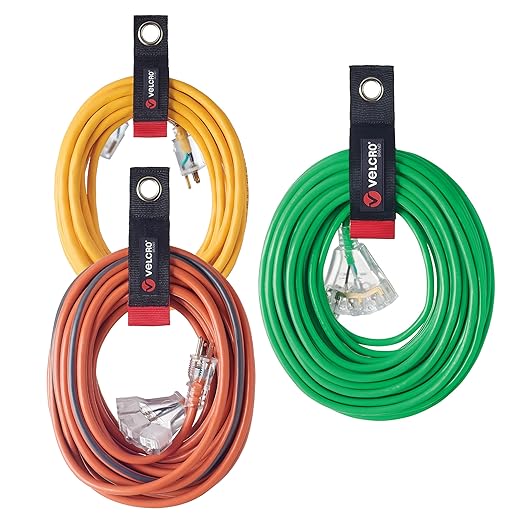 Velcro Brand Easy Hang Extension Cord Holder Organizer Variety Pack | Holds 60-100lbs, Heavy Duty Straps Fit Easily on Hooks or Nails | Perfect for Garage Organization | 3-pk 10",14" and 18", Black