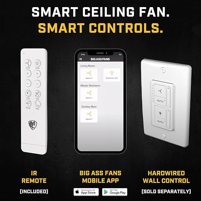 Big Ass Fans ??Haiku L, Smart Ceiling Fan ??Energy Efficient Cooling for Home, Bedroom, Office, Living Space, and More ??16 Lighting Settings with 7 Speed Settings ??52??- Cocoa/Black