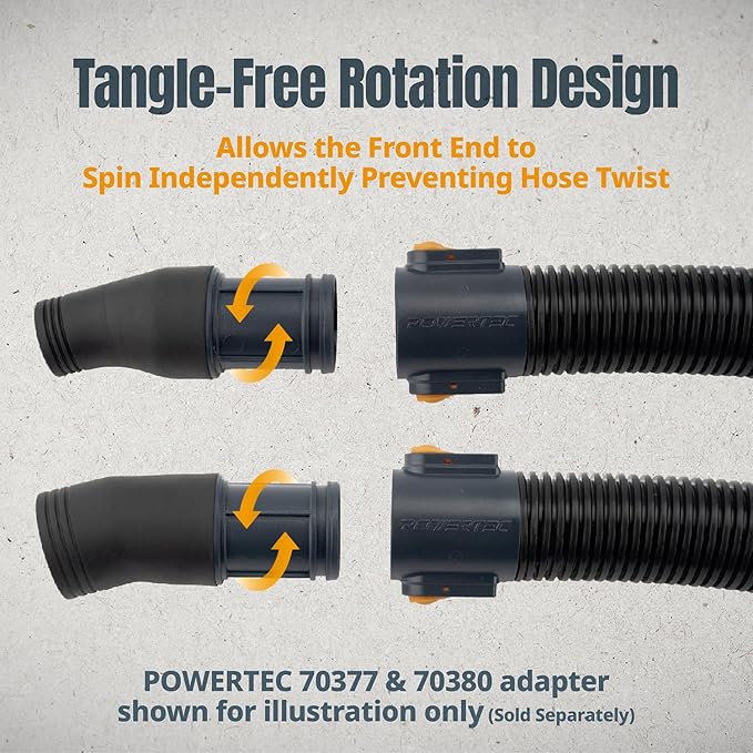 POWERTEC 1-1/2" Hose Adapter - Quick Connect Dust Collection Fitting, for 1.5" ID Hose Workshop Vacuum Systems (70456)