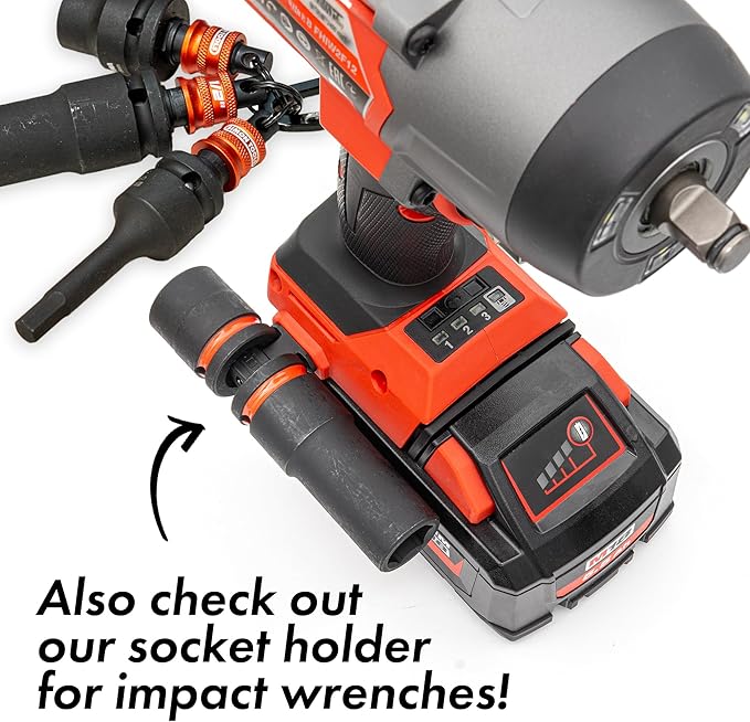 Socket Holder Keychain 3pc - 3/8 Socket Organizer with Quick Release and Clip - Perfect Impact Wrench and Toolbox Accessories for Construction Workers, Linemen, Mechanics and Carpenters