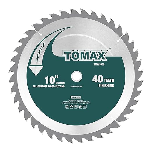 TOMAX 10-Inch 40 Tooth ATB Finishing Saw Blade with 5/8-Inch Arbor