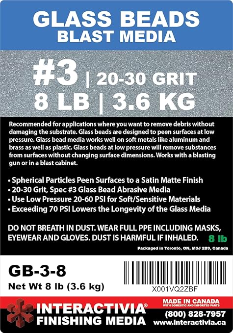 INTERACTIVIA #3 Glass Beads - 8 lb or 3.6 kg - Blasting Abrasive Media (Course)