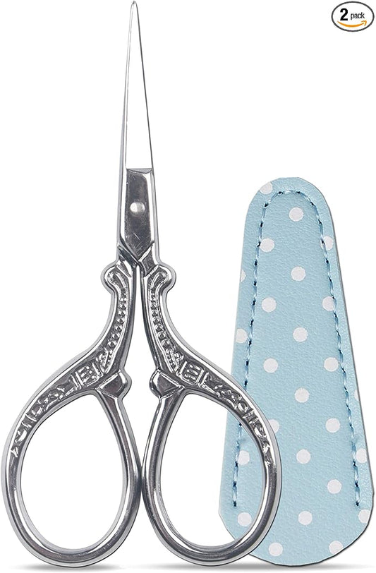 Sewing Embroidery Scissors Mini 3.6 inch Craft Scissors Shears for Crafting Fabric Scissor for Art Work Threading Needlework DIY Tools with Leather Scissor Cover