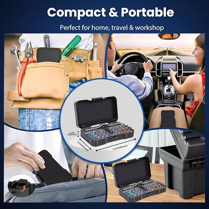 24-in-1 Magnetic Ratchet Multi-Bit Screwdriver Set with S2 Steel Bits, 6.2째 Fine Ratchet Gear, Extended Lever Handle & Detachable Grip, Compact Tool Kit for Home Appliances, Small Furniture & Home DIY