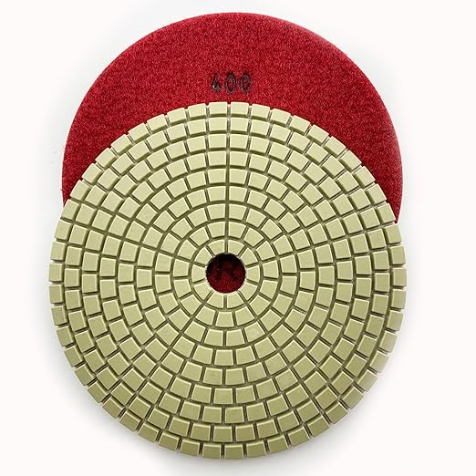 7" High Performance Dry Stone/Concrete Polishing Pads, 2.2mm Segment Height, Turbo Style, 400 Grit