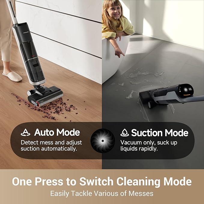 dreame H14 Cordless Vacuum Mop, 180째 Lie-Flat Wet Dry Vacuum cleaner, 140째F Brush Washing, Fast Hot Air Drying in 5Mins, Smart Hard Floor Cleaner Machine with Powerful Suction, Great for Sticky Messes