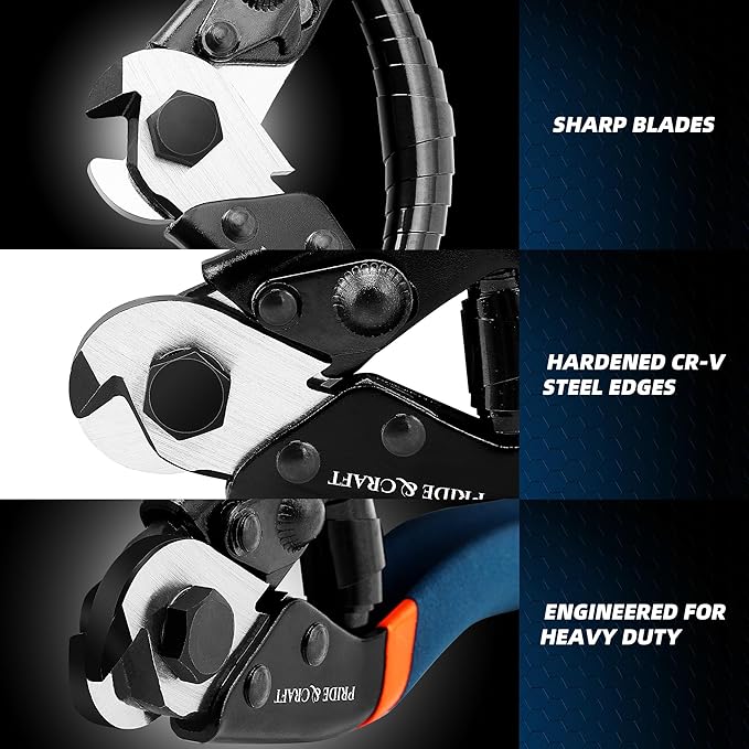 PRIDE&CRAFT 7.5 Inches Wire Cutter Heavy Duty Snips Rope Cutters Pliers Clean and Smooth Cutting Tool for Crafting, Wire, Steel Wire Rope, Chicken Wire, Electrical
