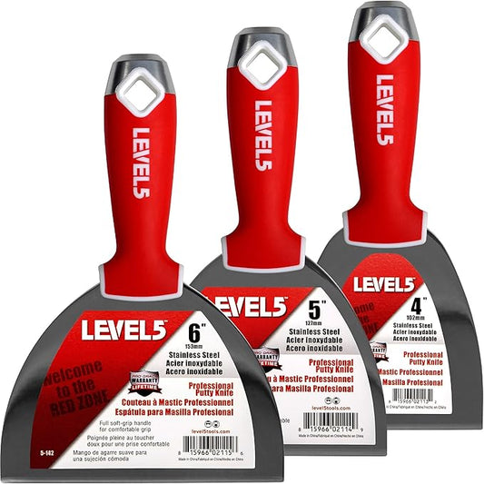 LEVEL5 Stainless Steel Joint Knife 3-Pack w/Soft Grip Handles | 5-620