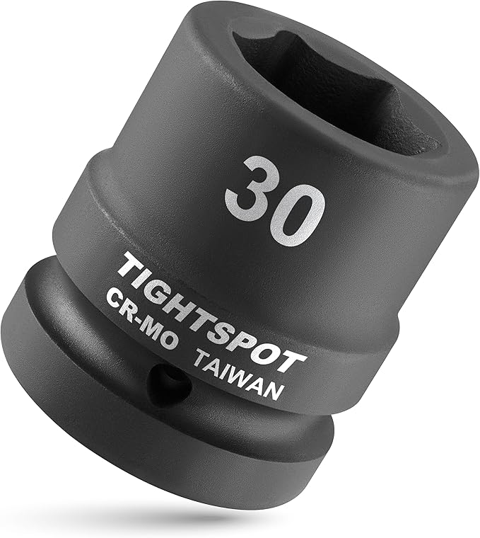 TIGHTSPOT 1" Drive 30mm Shallow Impact Socket Strong CR-MO Jumbo Socket 6 Point Automotive Truck and Industrial Maintenance
